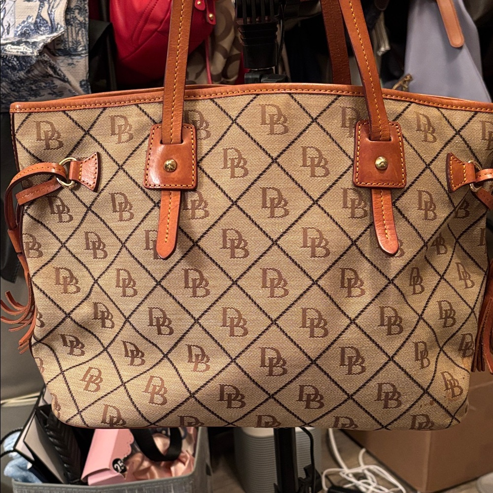 Dooney & Bourke Tan and Brown Logo Tote